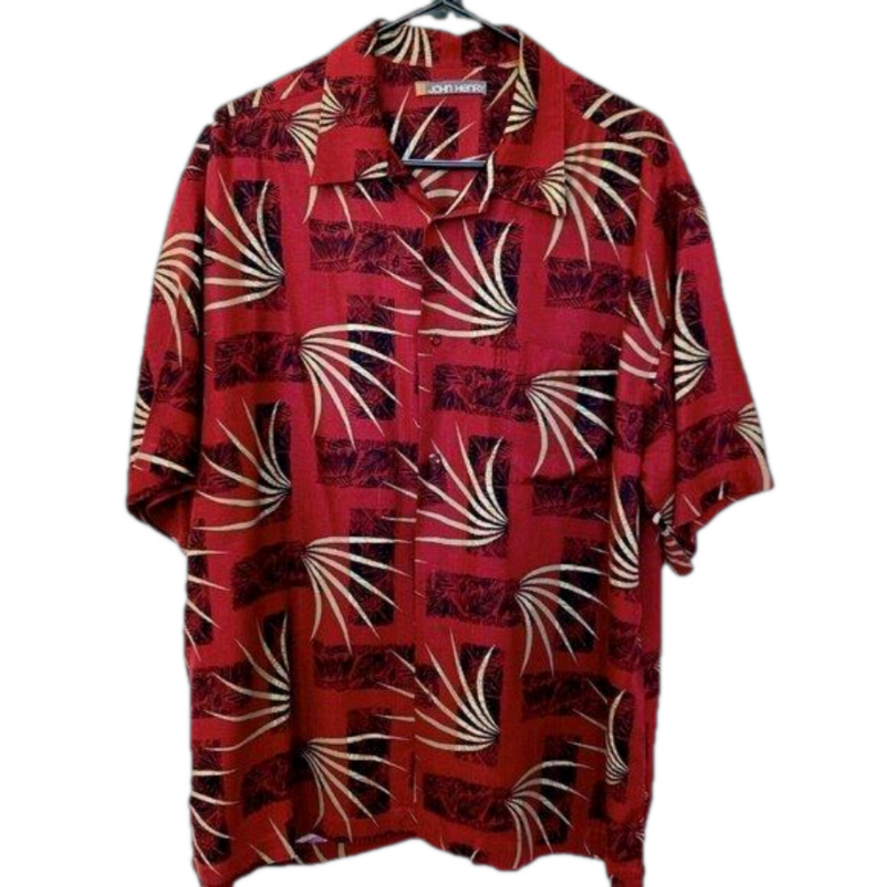 John Henry Hawaiian shirt Mens SZ 2XL